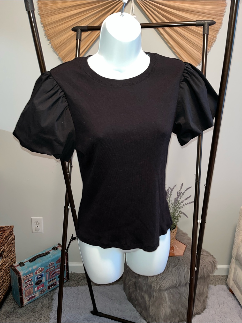 Truth Black Puff-Sleeve Crewneck Tee